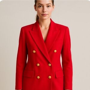 Aquascutum London Red Blazer with Gold Buttons